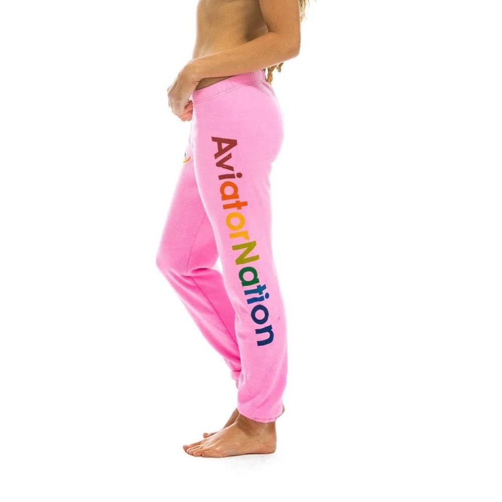 COPY - WOMEN'S AVIATOR NATION SWEATPANTS - NEON PINK SIZE XS